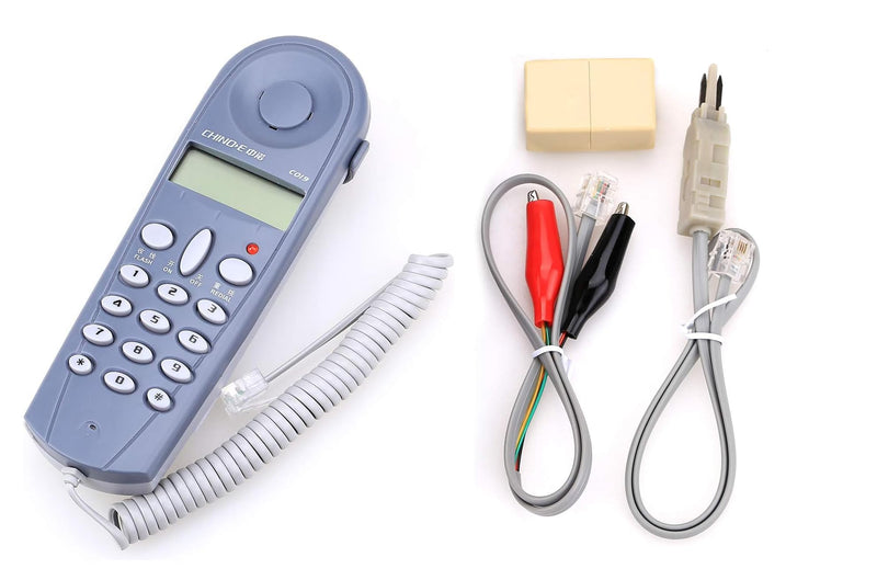 Brccee AC C019 Phone Telephone Butt Test Tester Lineman Tool Cable Set with Connectors and Joiner (Grey) Grey Blue