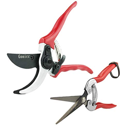gonicc 8" Professional Sharp Bypass Pruning Shears(GPPS-1002) and Micro-Tip Pruning Snip (GPPS-1008), Tree Trimmers Secateurs,Hand Pruner, Garden Shears,Clippers for The Garden.