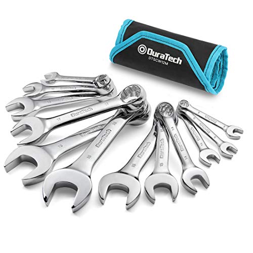 DURATECH Stubby Combination Wrench Set, Metric, 12-Piece, 8-19mm 12-Piece, Metric