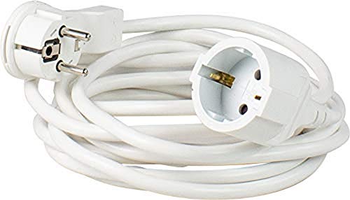 as - Schwabe Extension Lead with Flat Connector | Extension cable with earthing contact plug & earthing contact coupling - for indoor use - extremely flat - 230V, 16A - IP20 Single socket 2 m White