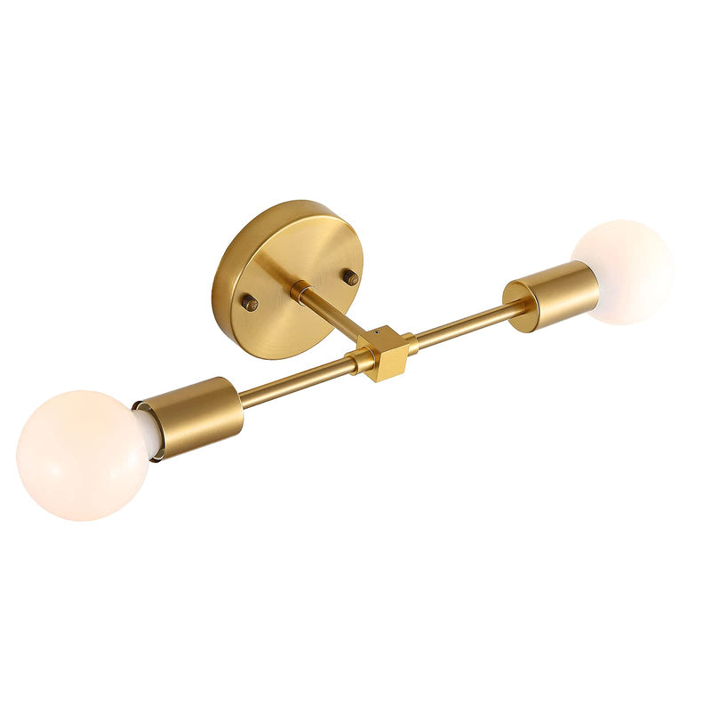 Brushed Brass Wall Sconce 2 Lights Bathroom Vanity Modern Industrial Wall Lamp Wall Mount Lighting Fixture（Gold Color） Gold 2-Lights