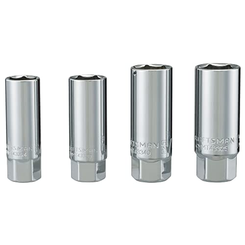 CRAFTSMAN 3/8 in. Drive Metric and SAE 6 Point Standard Spark Plug Socket Set, 4 Piece Set (CMMT34504)