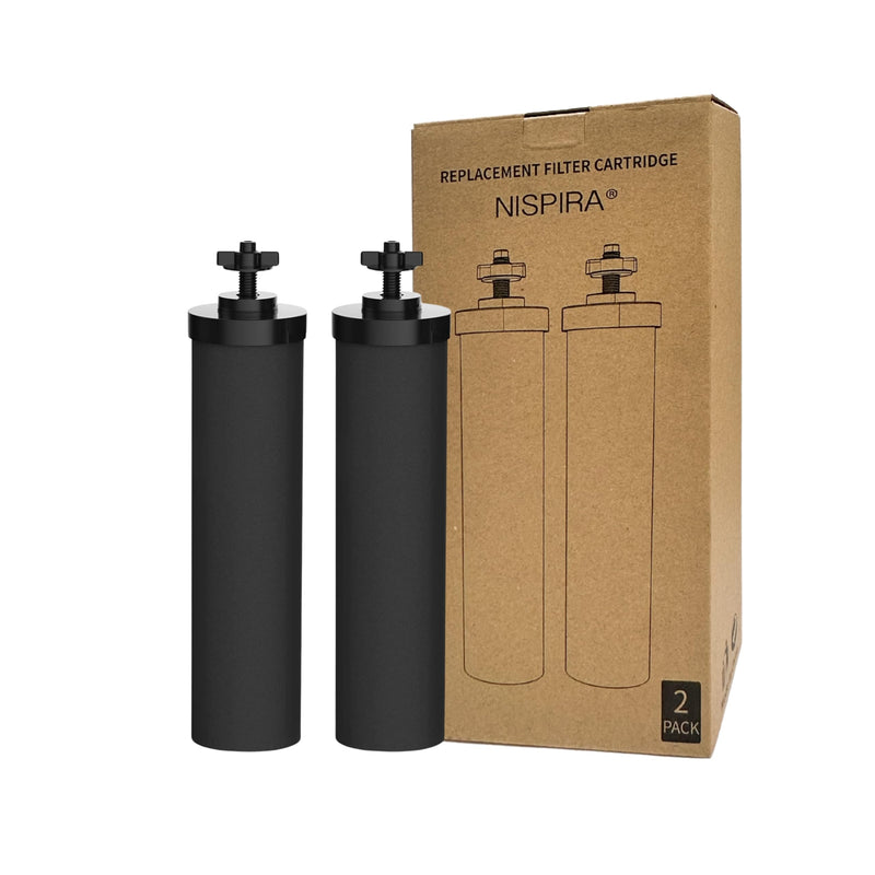 Nispira Premium Water Filter Black Element Cartridge Compatible with Berkey Countertop Water Purification System. Compared to Part BB9. 2 Filters Two Elements