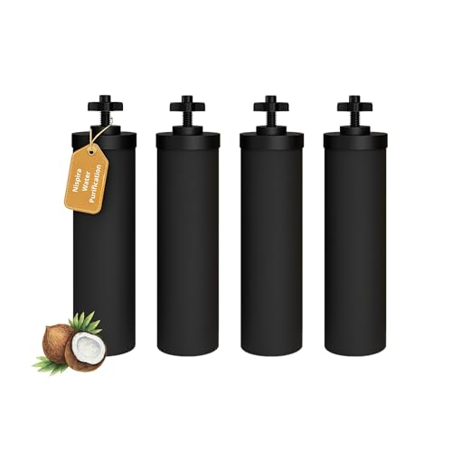 Nispira Premium Water Filter Black Element Cartridge Compatible with Berkey Countertop Water Purification System. Compared to Part BB9. 4 Filters Four Elements