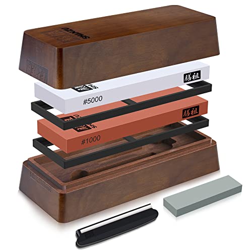 SHAN ZU 2 PCS Knife Sharpener Stone Set with Storage Box
