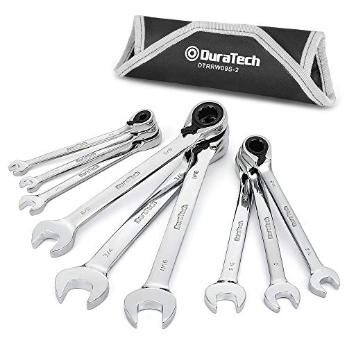 DURATECH Reversible Ratcheting Combination Wrench Set, SAE, 9-Piece