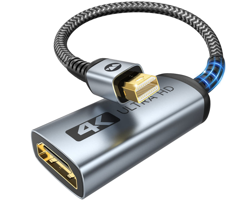 Warrky 4K Mini DisplayPort to HDMI Adapter, [UHD, Gold-Plated Plug, Aluminum Case, Super Slim] Thunderbolt to HDMI Converter Compatible for MacBook Air/Pro, Surface Pro/Dock, Monitor/Projector 1 Pack