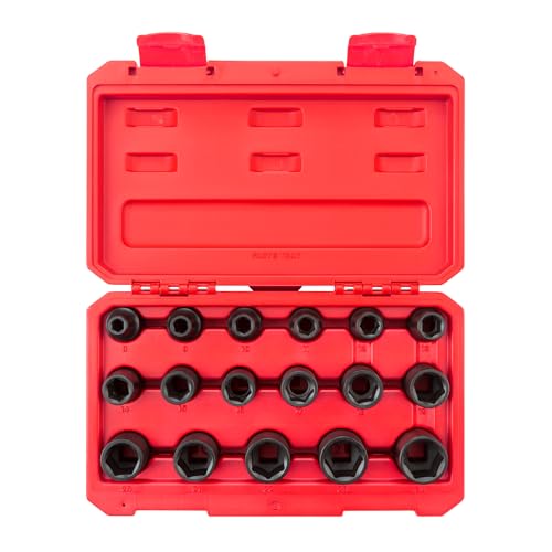 TEKTON 1/2 Inch Drive Impact Socket Set, 17-Piece | SID92321 Shallow 17-Piece (5/16-15/16 in.) Tool Only
