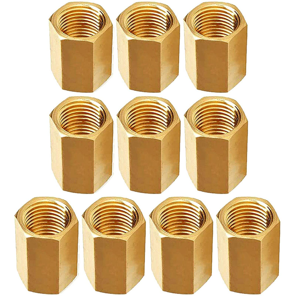 MuHize Brake Line Unions - 10 PCS Brass Inverted Flare Brake Line Unions (3/8" - 24 Threads) Assortment for 3/16" Brake Line Tube Fittings