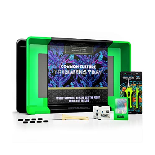 COMMON CULTURE Trim Tray Kit with Trimming Tray 13" x 20", 150 Micron Pollen Screen, Bottom Harvest Bin, Scissors, Herb Plant Flower Dry Sifter Accessories and Supplies Set 20" x 13" x 2.6"