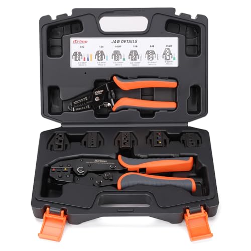 iCrimp Ratchet Crimping Tool Set with Quick Change Jaws AWG 20-2 ICR-SET8