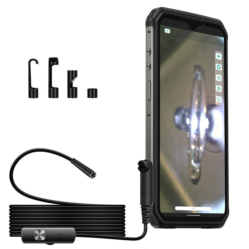 Ulefone uSmart Endoscope E01 for Ulefone Armor 34/33/30/29/28/26/24/21/Pad Series, IP67 Waterproof 3-in-1, 2M Semi-Rigid, 5.5 mm Borescope Inspection Camera, 6 LED Lights Single Camera