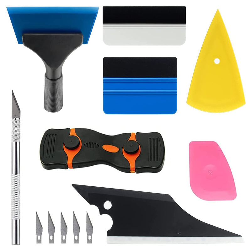 Car Window Tint Application Tools Kit, 8 Pcs Vehicle Glass Protective Film Installing Tool Car Window Film Squeegee Automotive Film Scrapers Window Tint Tools (8)