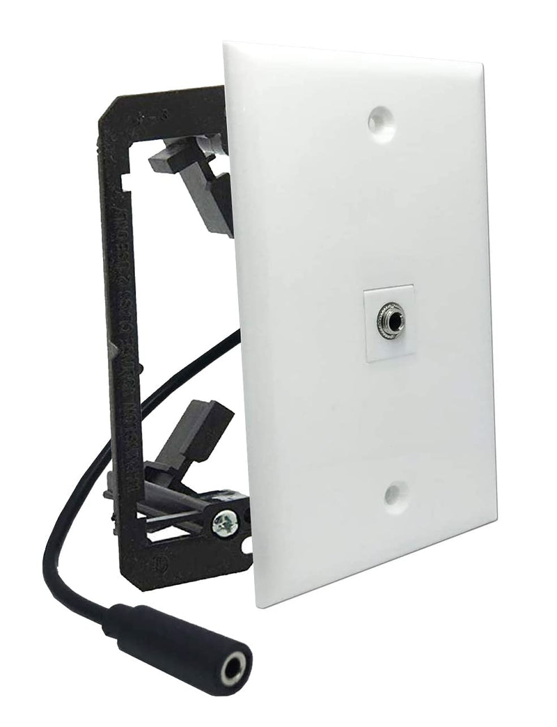 DIYTECH 3.5mm Stereo Headphone Wall Jack, Female to Female Audio Connectors, in-line Modular, with Extension Cable and Mounting Bracket, Aux Wall Plate