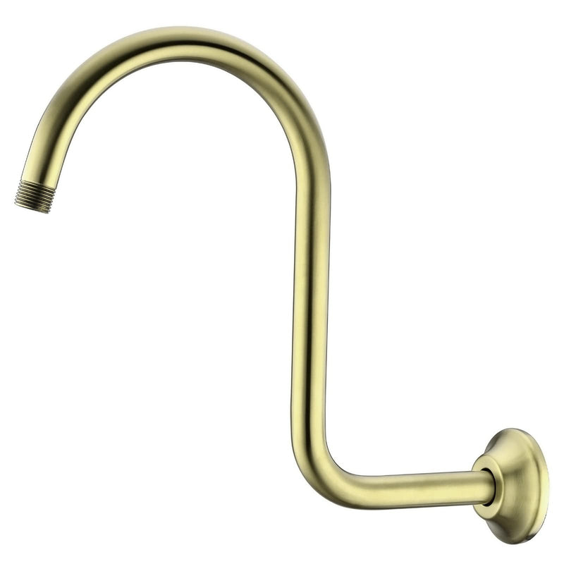 BESTILL 13 Inch S Shape Shower Head High Rise Extension Shower Arm and Flange, Brushed Gold