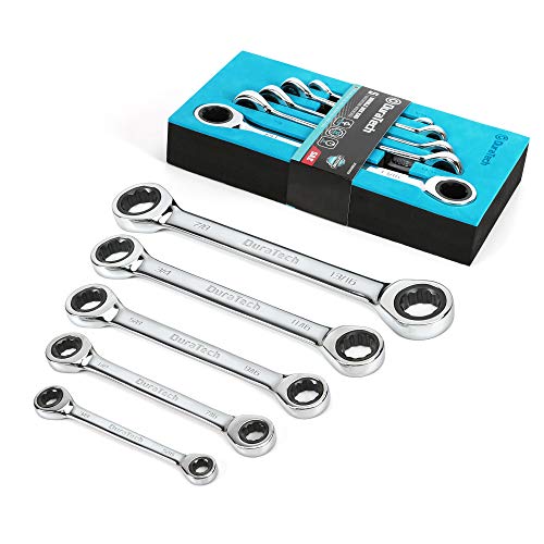 DURATECH Double Box End Ratcheting Wrench Set, SAE, 5-Piece, 5/16" to 7/8" 5-Piece Wrench Set, SAE, with EVA