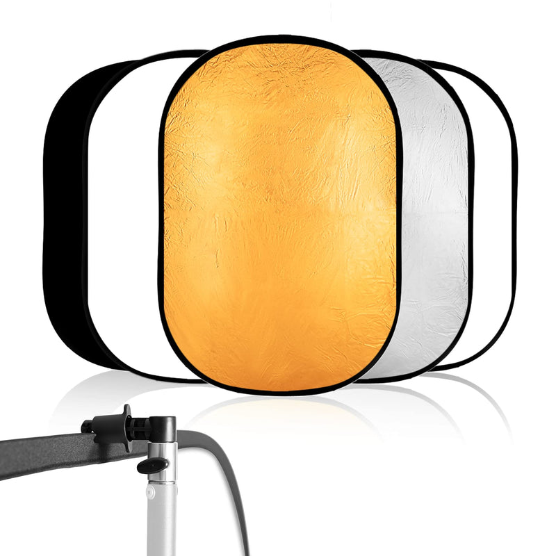 Selens 40"x 60"/100 x 150CM Photo Light Reflector Photography Kit 5-in-1 Gold/Silver/White/Black/Diffuser with Holder Clip & Collapsible Multi-Disc Carrying Case for Studio Outdoor Lighting