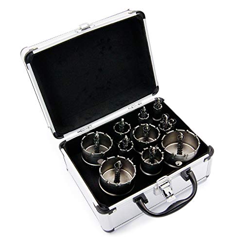 TCT Hole Saw Kit, Carbide Stainless Steel Hole Saw, Electric Metal Drill Saw, Tungsten Alloy Hole Cutter, 14pcs