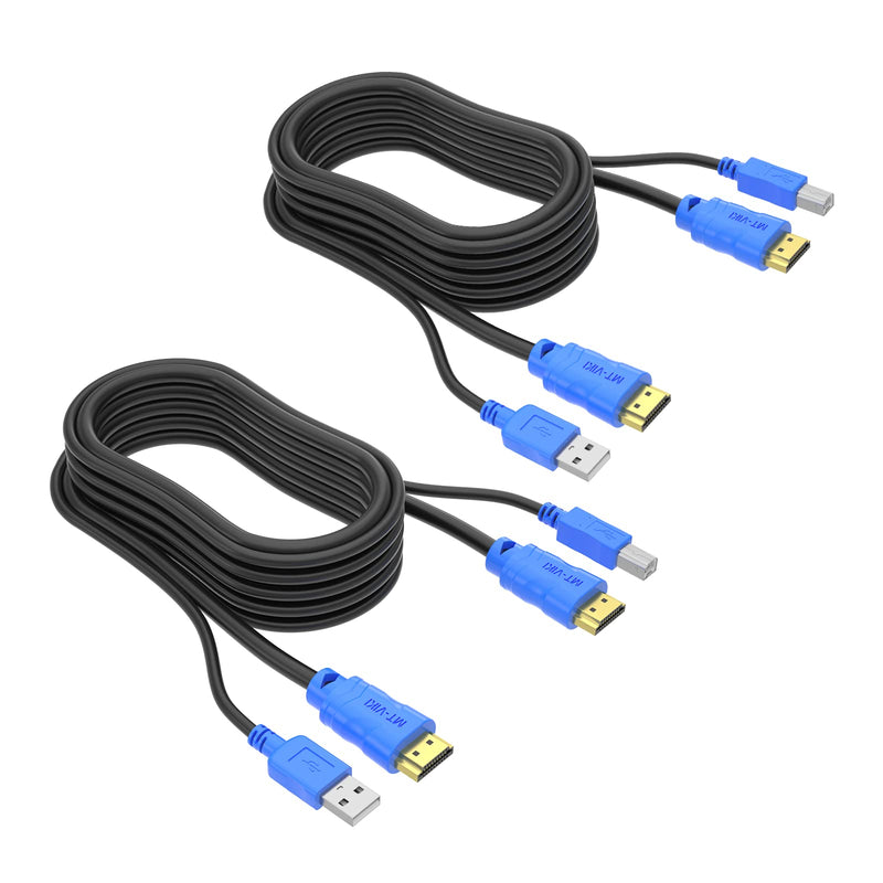 MT-VIKI 2 Pack USB KVM Cable - 6ft, 4K HDMI USB A/B Twin Cord for Standard KVM Switch