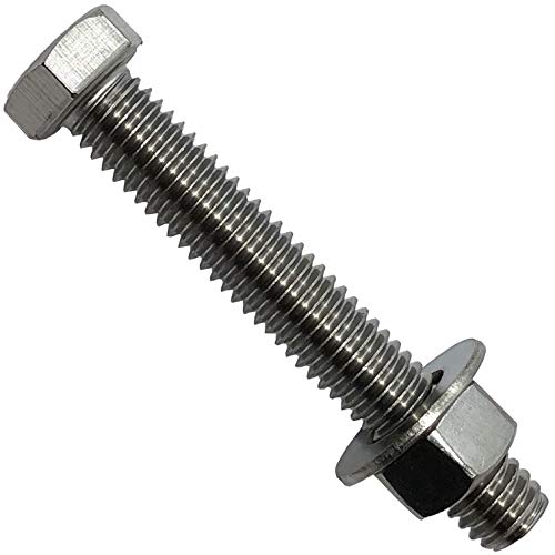 1/2" x 5" - 304-STAINLESS Steel Bolts, Nuts & WASHERS - 18-8 HEX Head Bolt - 304 Grade. General Purpose Bolts + Nuts + Washers - Full Thread Tap Bolts (10) 10