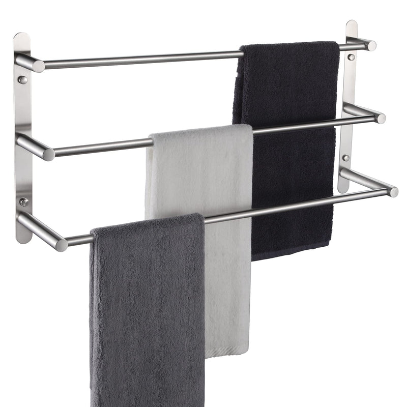 KOKOSIRI Bath Towel Bars Stainless Steel Bathroom 3-Tiers Ladder Towel Rack Wall Mount Towels Shelves, Brushed Nickel, B5002BR-L24 24-Inch