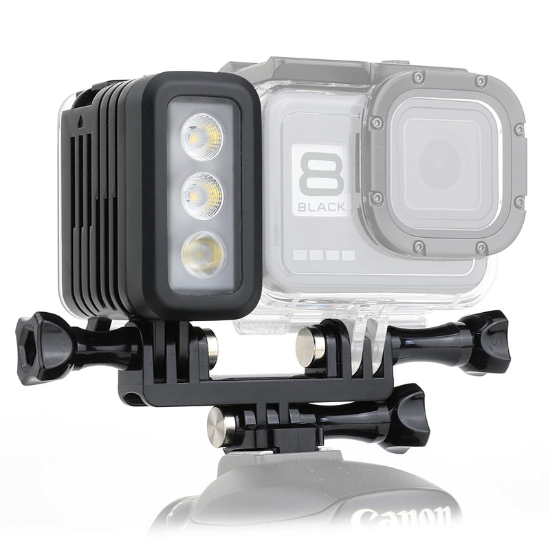 Aluminum LED Diving Light 164FT Waterproof 3 Modes Lightweight Multi-Purpose Dimmable Video Fill Night Light for GoPro Hero12 11 10 9 8 7 6 5 4 3 Session/Fusion/Max/DJI OSMO Action Camera