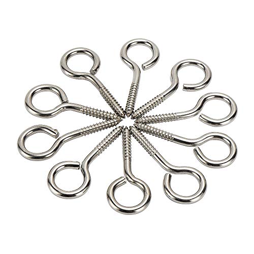 4-7/8 Inch Screw Eye Hooks, Heavy Duty Eye Bolt, Silver, 10 Pack 3/8 in x 4-7/8 in