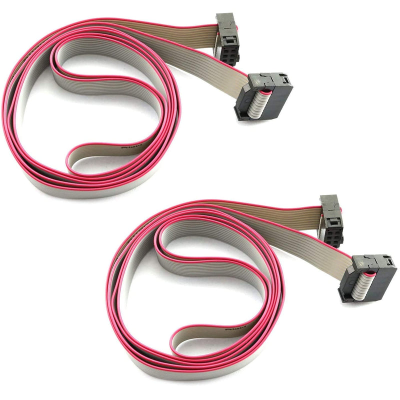 2Pack Flat Ribbon Cable 2.54mm Pitch 2 Row 10 Pin Female to Female Wires IDC Ribbon Connector L=1M/ 3.3FT