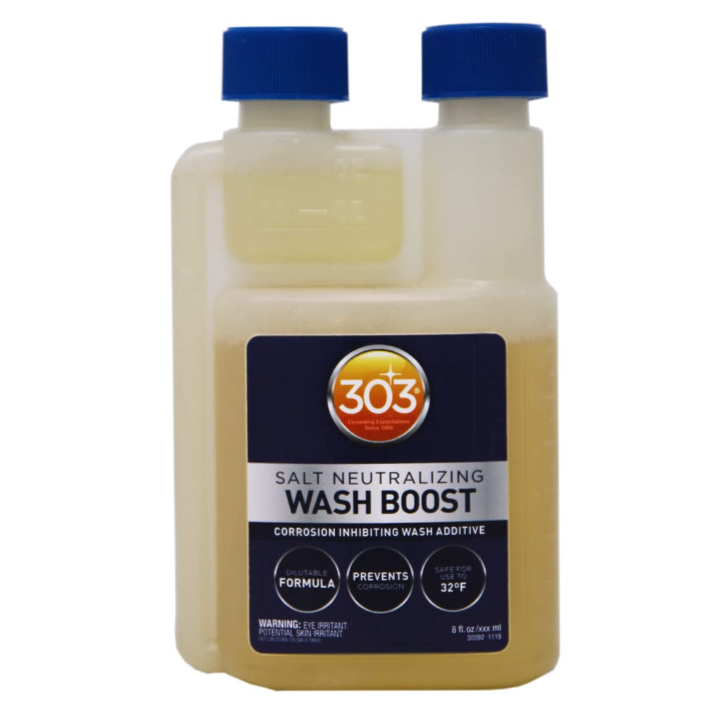 303 Products Salt Neutralizing Wash Boost – Add to Wash Mix for Salt Removal, Protects Against Rust and Corrosion, Breaks Down Salt, Safe for Use on Vehicles and Boats, 8oz (30592)