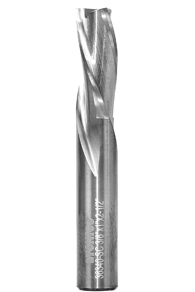 YONICO Downcut Router Bits Spiral 3 Flute Solid Carbide CNC Low Helix End Mill 3/8-Inch Dia. 3/8-Inch Shank 36340-SC 3/8" Diameter - 1" Cut Length
