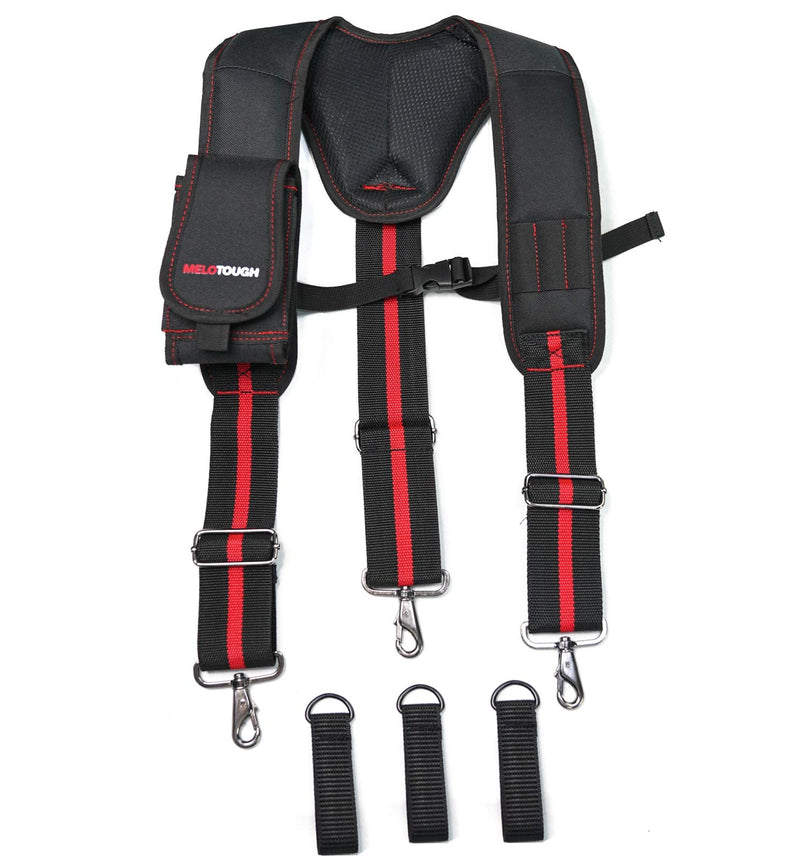 MELOTOUGH Tool Belt Suspenders for Work Belt Suspenders Heavy Duty Padded Suspenders for Electrician/Construction/Farmer Red Color
