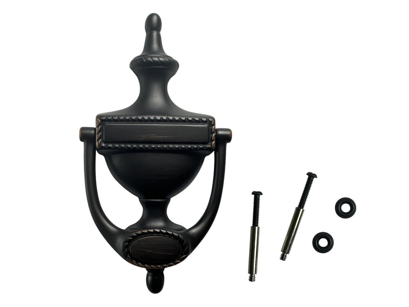 QCAA Solid Brass Door Knocker, Victorian Rope Type, 7-3/8", Venetian Bronze, 1 Pack, Made in Taiwan