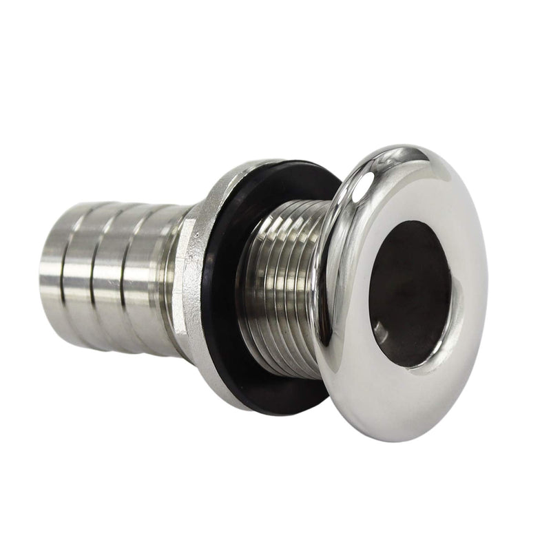 316 Stainless Steel Durable Combo Stainless Steel Thru-Hull Fitting w/Nut with Custom Gasket Boat Plumbing Fittings for Boats, Yachts, Marine 1IN I.D.