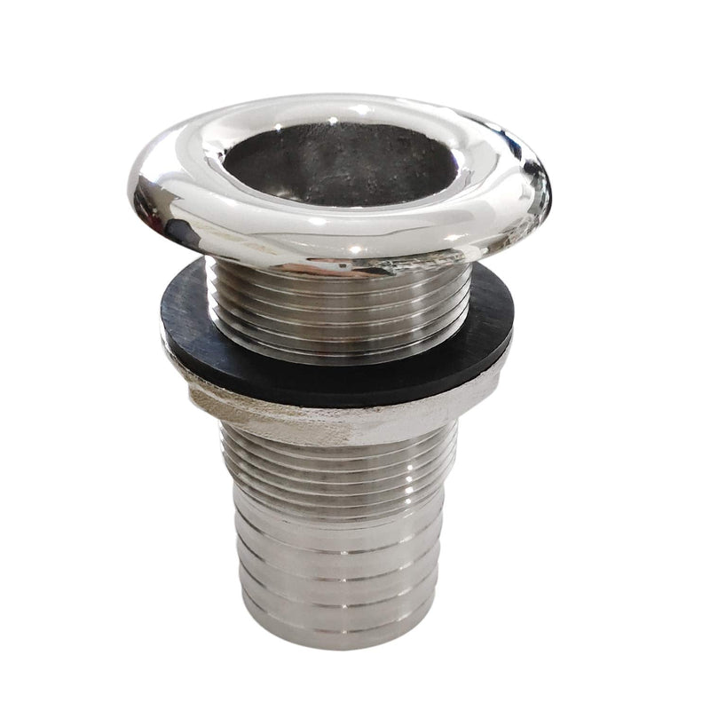 NRC&XRC Marine Grade Stainless Steel Barbed Short Straight Thru-Hull with Nut&Custom Gasket for Boat、RSV 1"ID