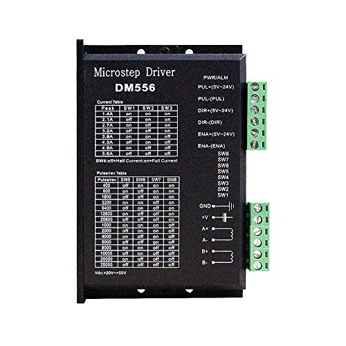 CNC Digital Stepper Motor Driver DM556 Stepper Motor Controller 2 Phase Stepper Motor Driver 20-50V DC Max 5.6A 128 Division for Nema 23 24 and Nema 34 Stepper Motor