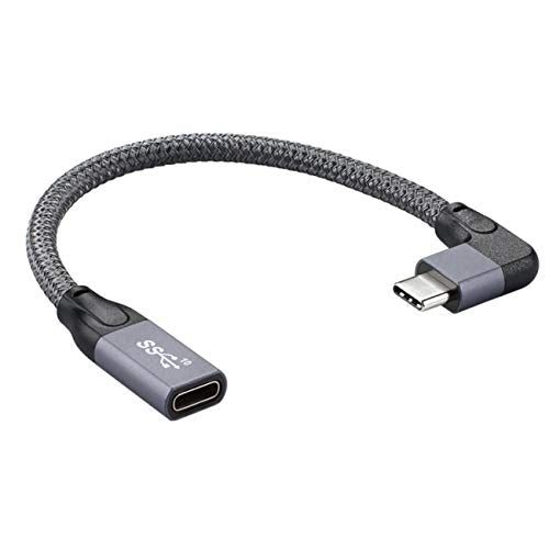 Cablecc Left Right Angled USB-C USB 3.1 Type C Male to Female Extension Data Cable with Sleeve for Laptop Sleeve Angled Type