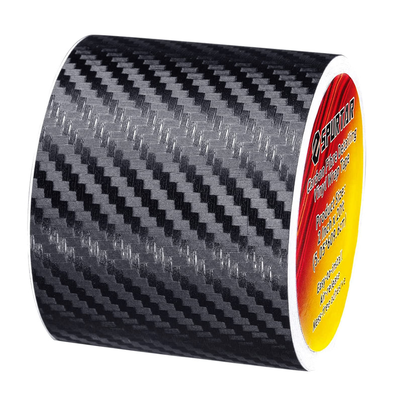 Spurtar Carbon Fiber Vinyl Tape, 2 Inch x 20ft Universal Chrome Black Dry Carbon Fiber Wrap Car Door Edge Guards Detailing Tape Overlay Wrap Roll DIY 3D Protective Anti-Scratch Sticker 5 CM x 600 CM 2 Inch x 20 ft