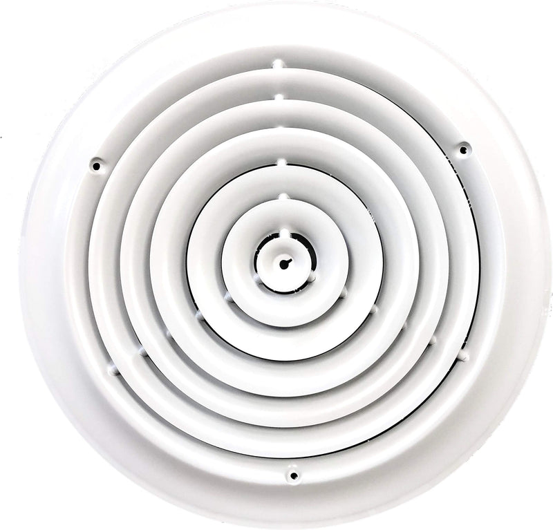 HBW 12" Round Ceiling Diffuser White Powder Coated with Outside Dimension of 16" Fitting in 12" Duct
