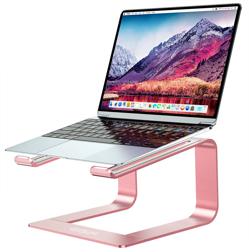 Urmust Laptop Stand for Desk - Aluminum Computer Stand Riser Holder for MacBook Air Pro, Dell, HP, Lenovo, Samsung, Alienware Laptops 11-15.6" (Rose Gold) A-Rose Gold