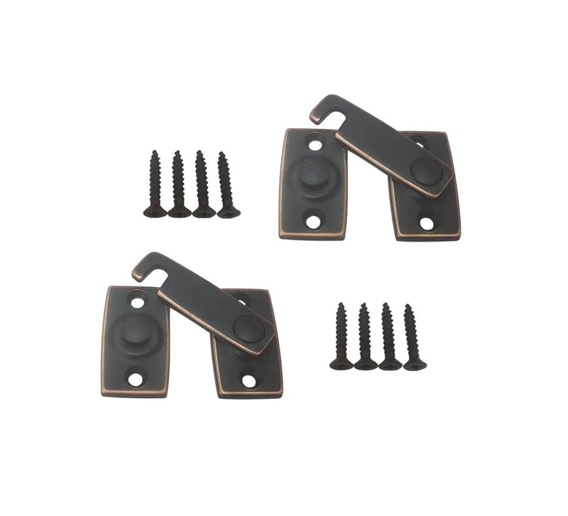 QCAA Solid Brass Shutter Bar/Door Latch, 7/8" x 2-3/32", Classic Bronze, 2 Pack, Made in Taiwan