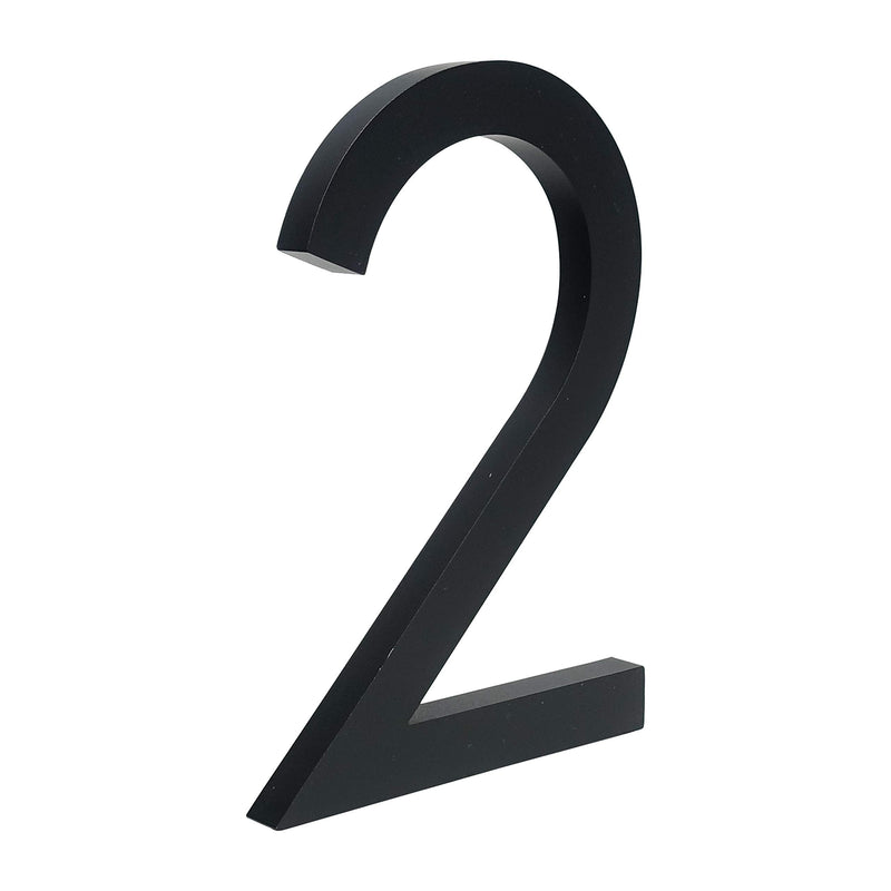 HASWARE Floating House Number 6 inch Stylish Door Numbers Alphabet Plaque Street Home Address Numerals (Black, 2) Large 2 Black
