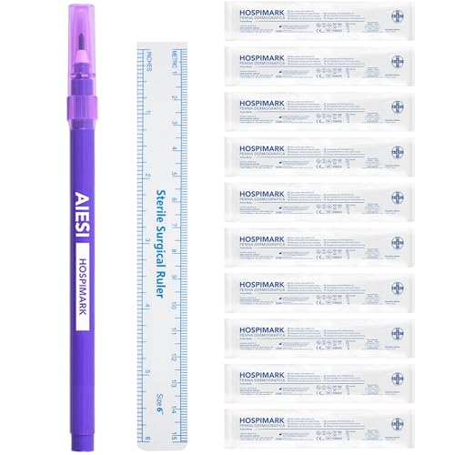 AIESI Hospimark Dermography Pen for Skin with Standard Tip with Ruler (Pack of 10)