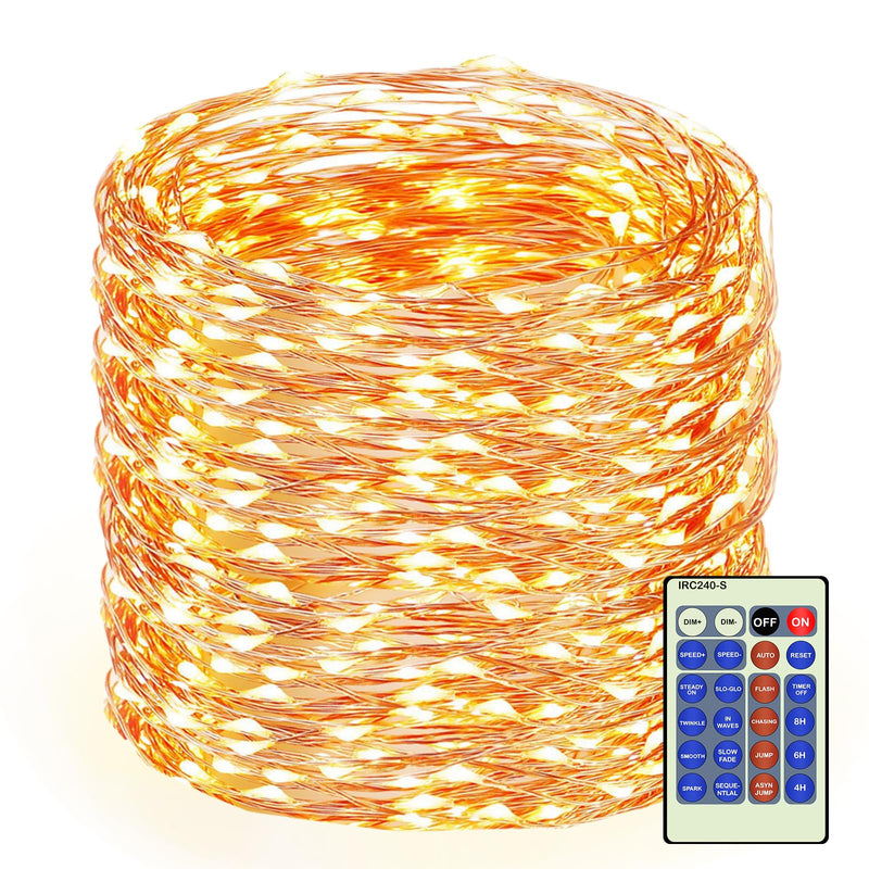 Decute 164FT 500LED Christmas Fairy String Lights Dimmable with Remote Control Copper Wire Starry Lights with UL Cerficated Decorative for Party Wedding Bedroom Christmas Tree Warm White 164 Feet