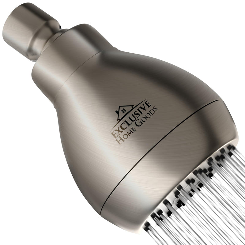 High Pressure Shower Head - Brushed Nickel - Powerful Deluxe Bathroom Showerhead with Strong Spray Stream and Small Silicone Nozzles - Universal Fit Works with High and Low Water Flow Showers-2.5 GPM 2.5 GPM Brush Nickel