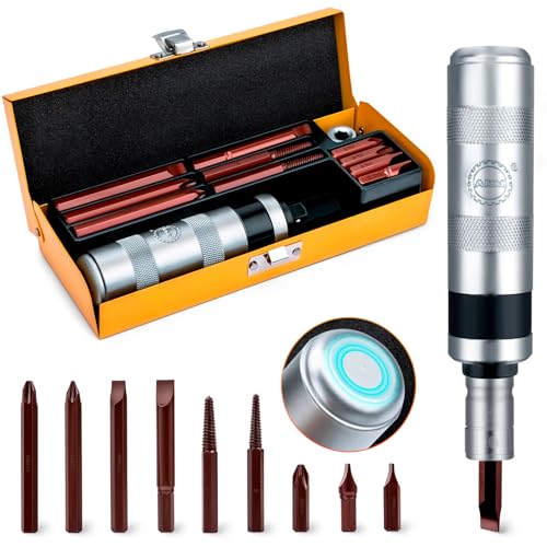 AKM 3/8" Hand Manual Reversible Impact Driver Set Extractor Impact Screwdriver S2 Steel Much More Durable Disengage Rusted Fasteners or Frozen Bolts 3/8" Driver