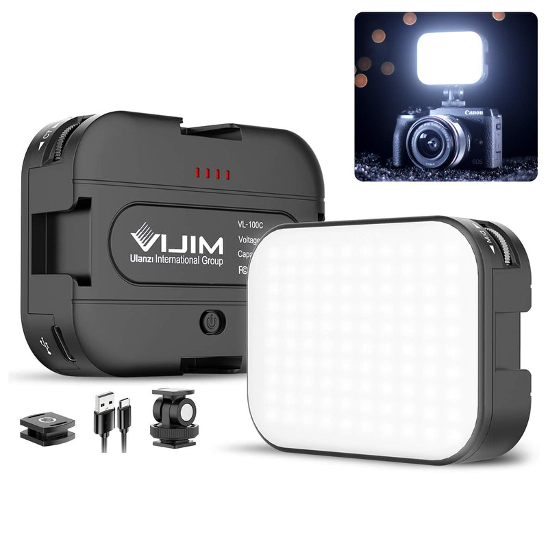2 Pack VIJIM VL100C Bi-Color LED Video Light on Camera,Mini Rechargeable 2000mAh LED Camera Lights,CRI95+ Dimmable 2500-6500K Ultra Bright Photo and Video Lighting,LED Fill Lamp VL100C*2