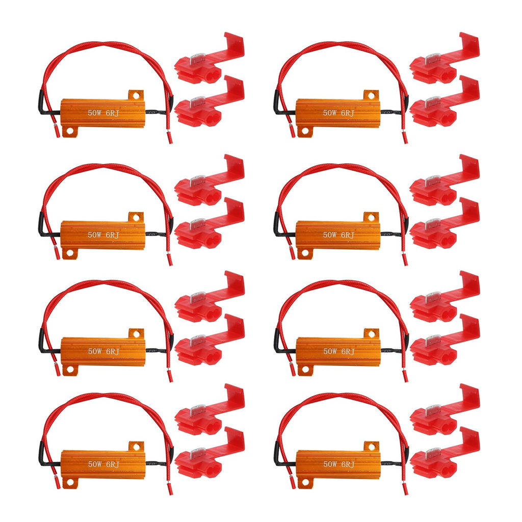 8-Pack 50W 6Ohm LED Load Resistors, Automotive Replacement Resistors for Flickering LED Turn Signal Light & LED License Plate Lights & DRL