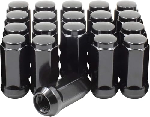 Wheel Accessories Parts 24 Pcs 9/16"-18 Thread Bulge Acorn 1.75" Long Lug Nuts Black 3/4" 19mm Hex Fits Dodge Dakota Durango Ram 1500 ｜ Ram 1500 3/4" Hex - 1.75" Long - Sunny Climate