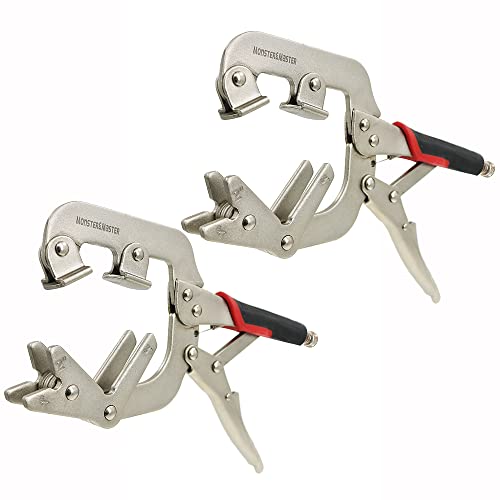Monster & Master Welding Pipe Plier Clamps, 10" C-Clamp Locking with V-Pads 2PCS