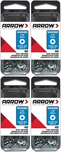 Arrow Fastener WS1/8 Flat Washers - 1/8" Alloy Steel, 40-Pack, 4-Pack, Flat Washers Assortment Kit